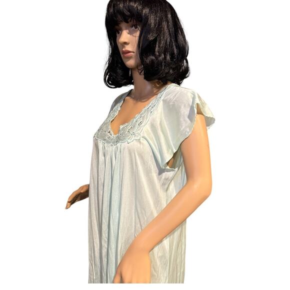American Vintage Kayser Green flutter sleeves Long Nightgown size medium - Picture 9 of 12